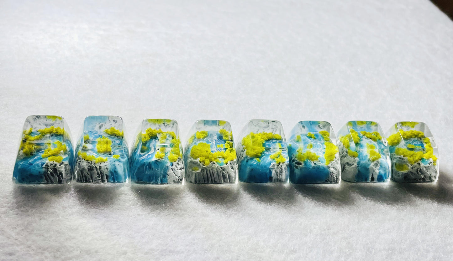 SA Islands Streams Keycaps, Micro Landscape Keycaps, Mountain Seasons Keycaps, Mechanical Keyboard Keycaps. - HiJenney