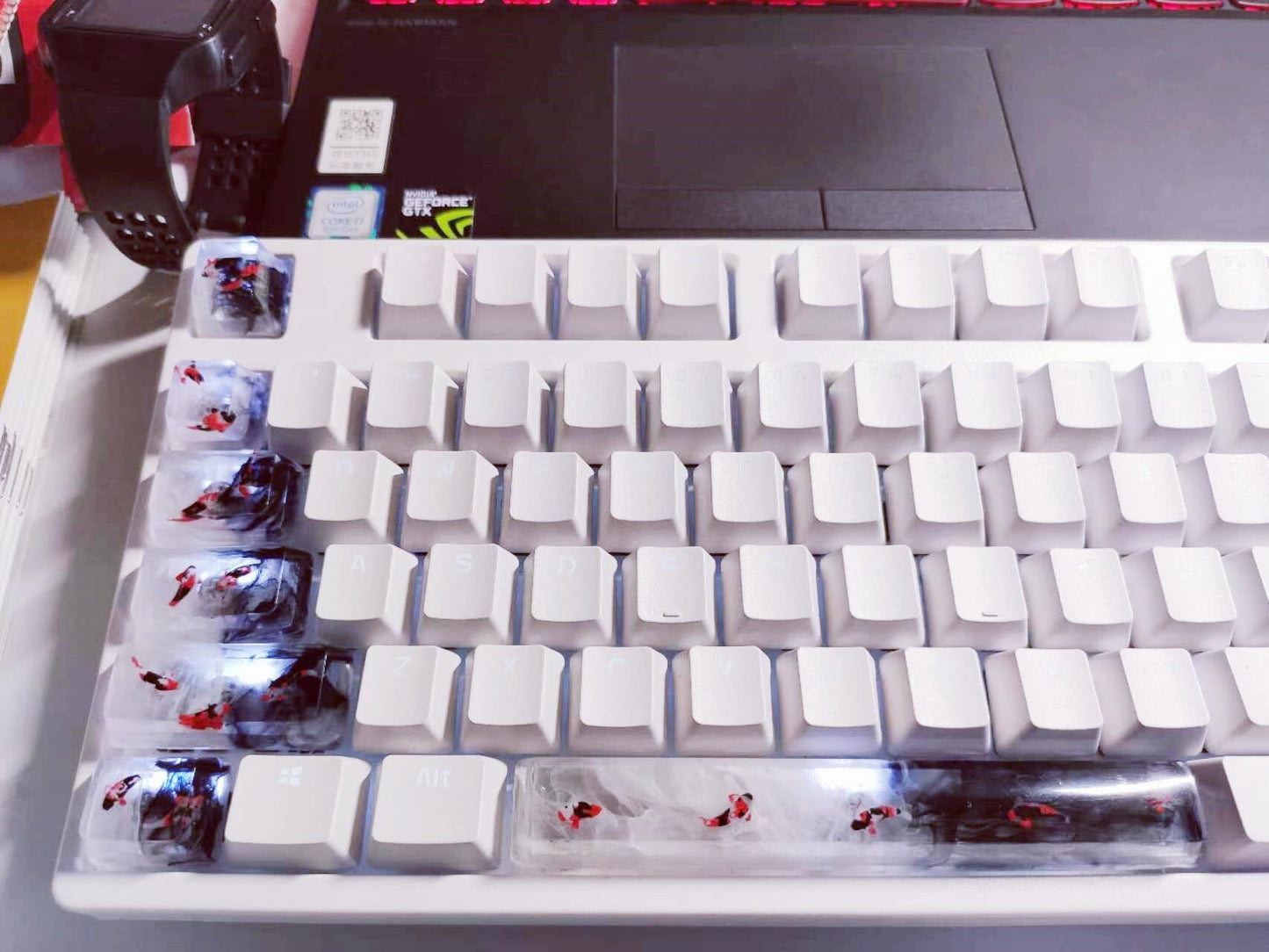 Transparent Koi Fish Keycap, RGB Light-Transmitting Keycap, Artisan Clear Resin Keycap, Custom Mechanical Keyboard Keycap. - HiJenney