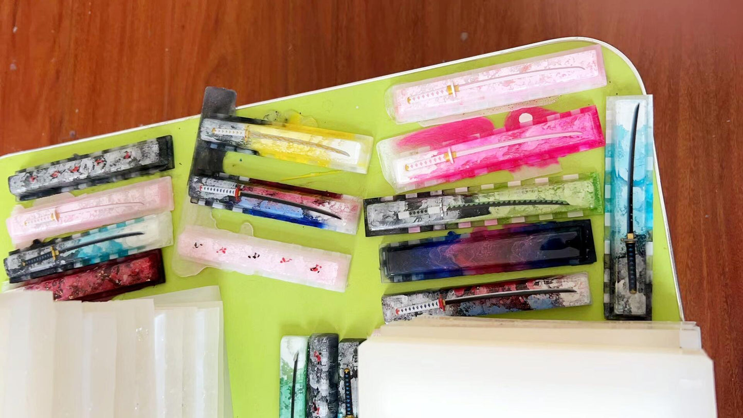 Light Pink Blue Katana Spacebar Keycap, Customized Artisan Resin Keycaps, Samurai Sword Anime Keycaps, Unique Gift. - HiJenney