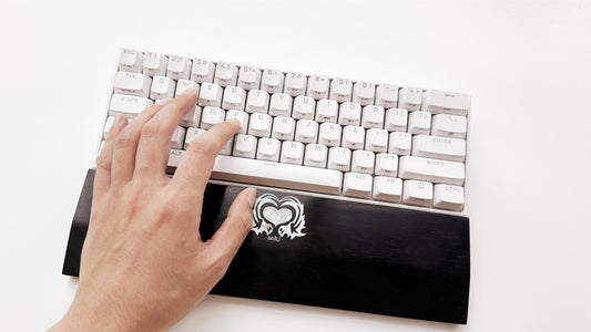 Silver Nacre Black Wood Wrist Rest, Artisan Custom Mother Of Pearl Wrist Rest, Raden Inlay logo Keyboard Wrist Rest. - HiJenney