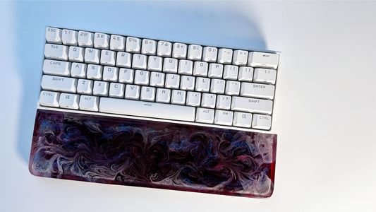 Pearlescent Cosmic Wrist Rest, Black Rose Red Wrist Rest, Artisan Resin Wrist Rest, Mouse Wrist Rest, Desk Decor. - HiJenney