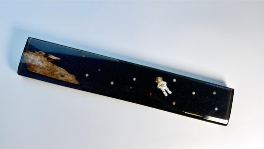Astronaut Starry Night Keyboard Wrist Rest, Artisan Wood Resin Wrist Rest, Cosmos Space Wrist Rest, Custom Setup. - HiJenney