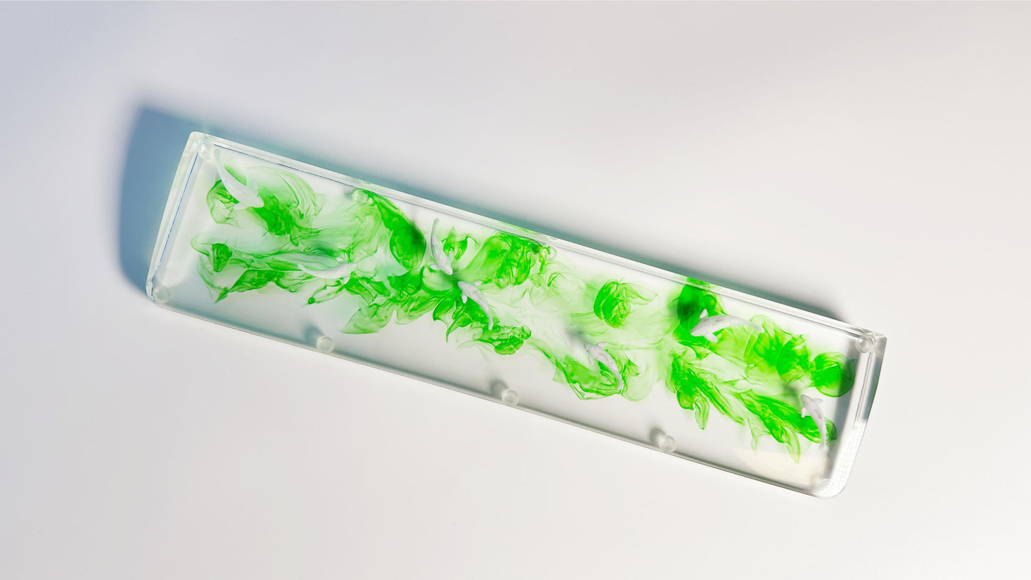 Clear Green Ink Smoke Koi Fish Pond Wrist Rest, Pink White Koi Fish Wrist Rest, Diorama Miniature Scenes Keyboard Wrist Rest. - HiJenney