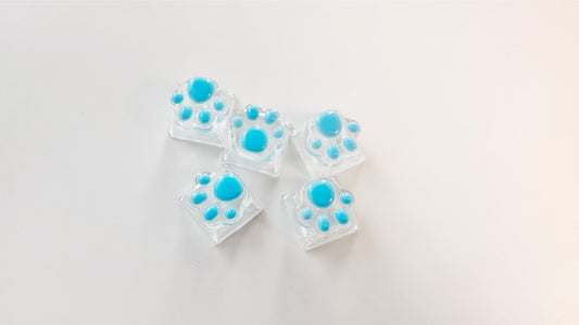 Cute Cat Paw Keycaps, Sky Blue Kitty Paw Keycaps, Artisan Resin Clear Custom Keycaps, Handmade Personalized Gift. - HiJenney