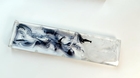 Tai Chi Koi Fish Wrist Rests, Black White Ink Smoke Wrist Rests, Ink Painting Wrist Rests, Koi Fish Pond Wrist Rests. - HiJenney