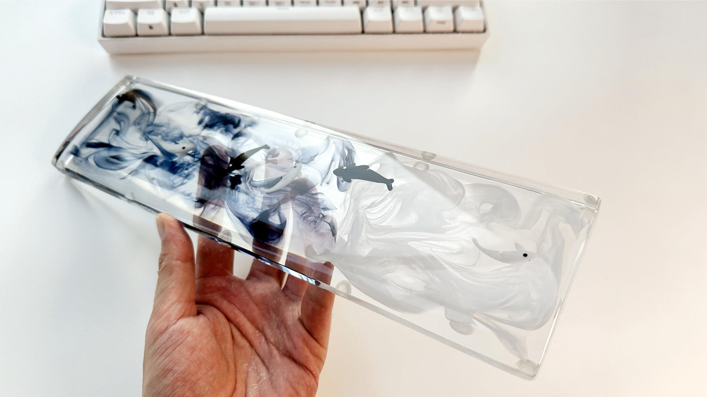 Tai Chi Koi Fish Wrist Rests, Black White Ink Smoke Wrist Rests, Ink Painting Wrist Rests, Koi Fish Pond Wrist Rests. - HiJenney