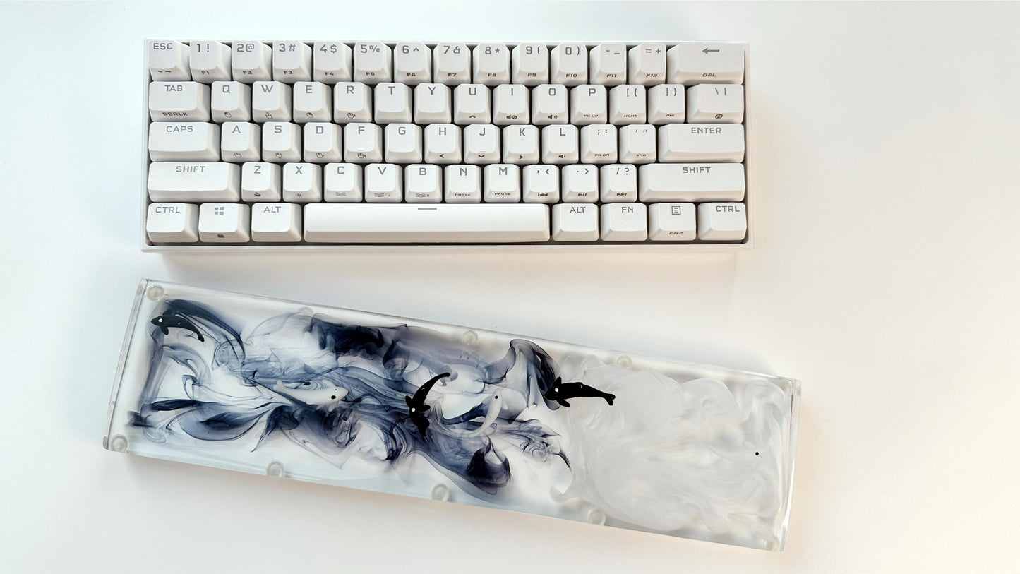 Tai Chi Koi Fish Wrist Rests, Black White Ink Smoke Wrist Rests, Ink Painting Wrist Rests, Koi Fish Pond Wrist Rests. - HiJenney