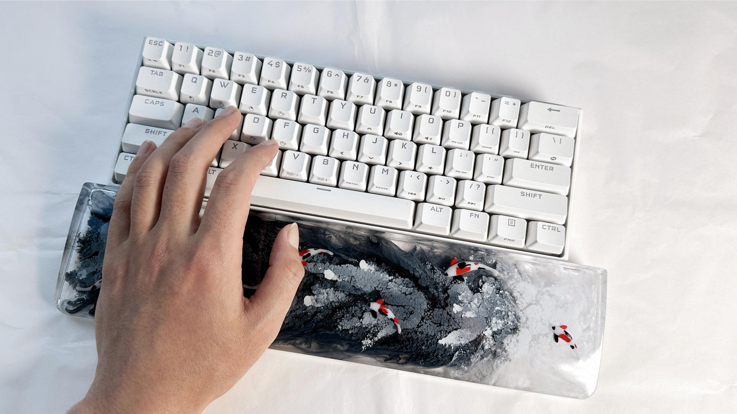 Black Red Koi Fish Wrist Rests, Ink Dyeing Wrist Rests, Customized Artisan Resin Wrist Rests, Gaming Setups, Desk Decor. - HiJenney