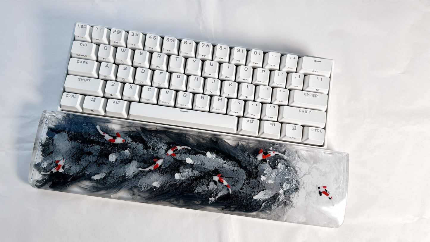 Black Red Koi Fish Wrist Rests, Ink Dyeing Wrist Rests, Customized Artisan Resin Wrist Rests, Gaming Setups, Desk Decor. - HiJenney