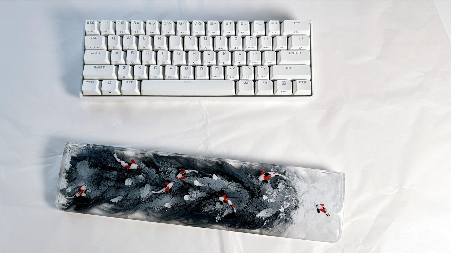 Black Red Koi Fish Wrist Rests, Ink Dyeing Wrist Rests, Customized Artisan Resin Wrist Rests, Gaming Setups, Desk Decor. - HiJenney