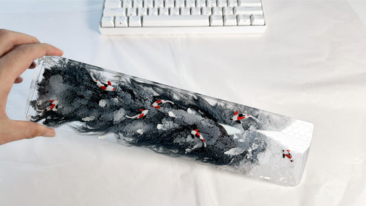 Black Red Koi Fish Wrist Rests, Ink Dyeing Wrist Rests, Customized Artisan Resin Wrist Rests, Gaming Setups, Desk Decor. - HiJenney