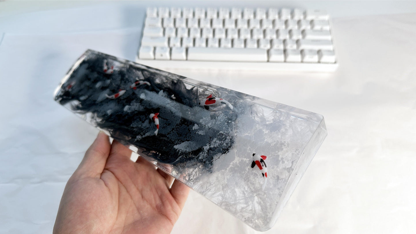 Black Red Koi Fish Wrist Rests, Ink Dyeing Wrist Rests, Customized Artisan Resin Wrist Rests, Gaming Setups, Desk Decor. - HiJenney