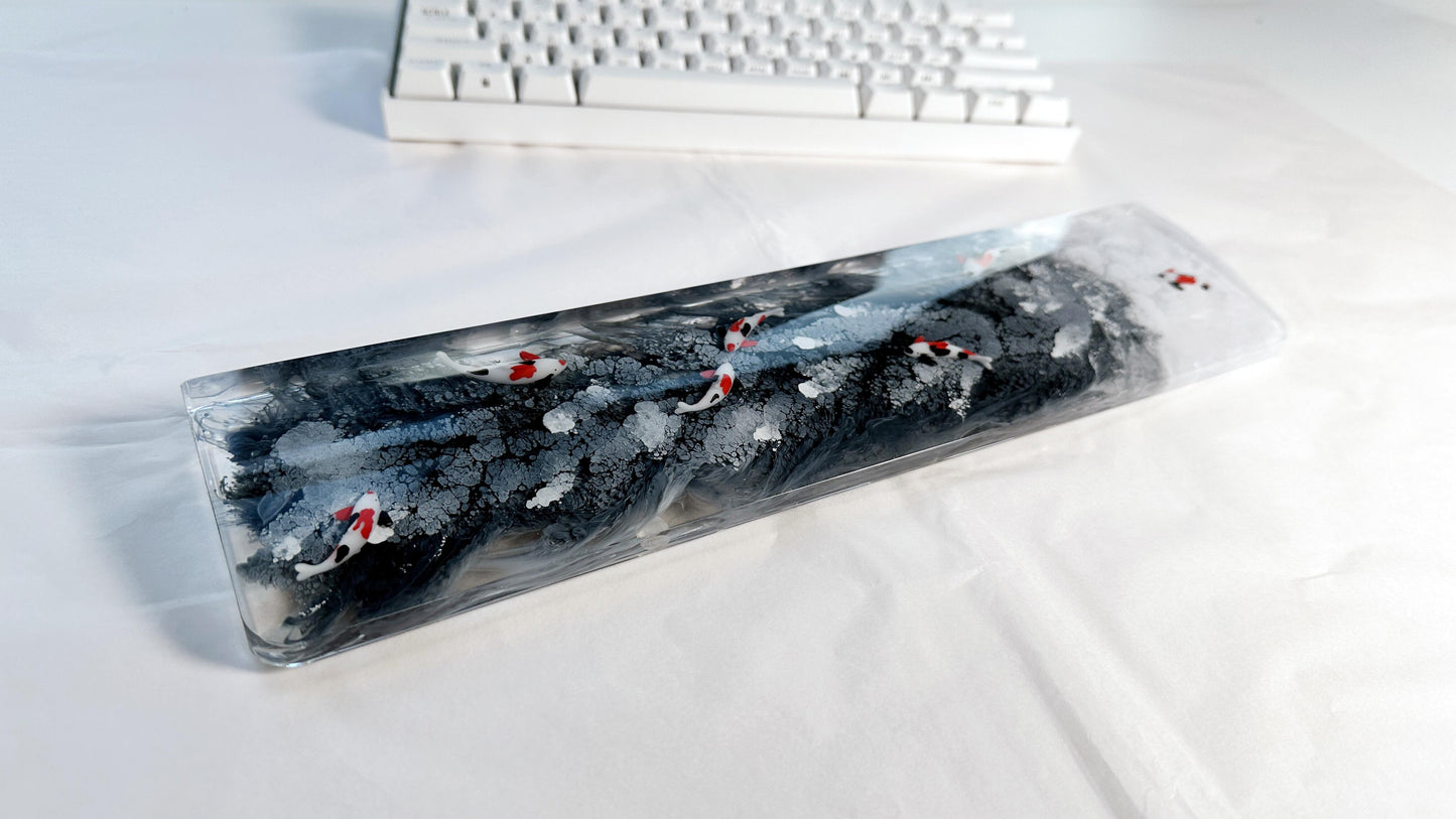 Black Red Koi Fish Wrist Rests, Ink Dyeing Wrist Rests, Customized Artisan Resin Wrist Rests, Gaming Setups, Desk Decor. - HiJenney