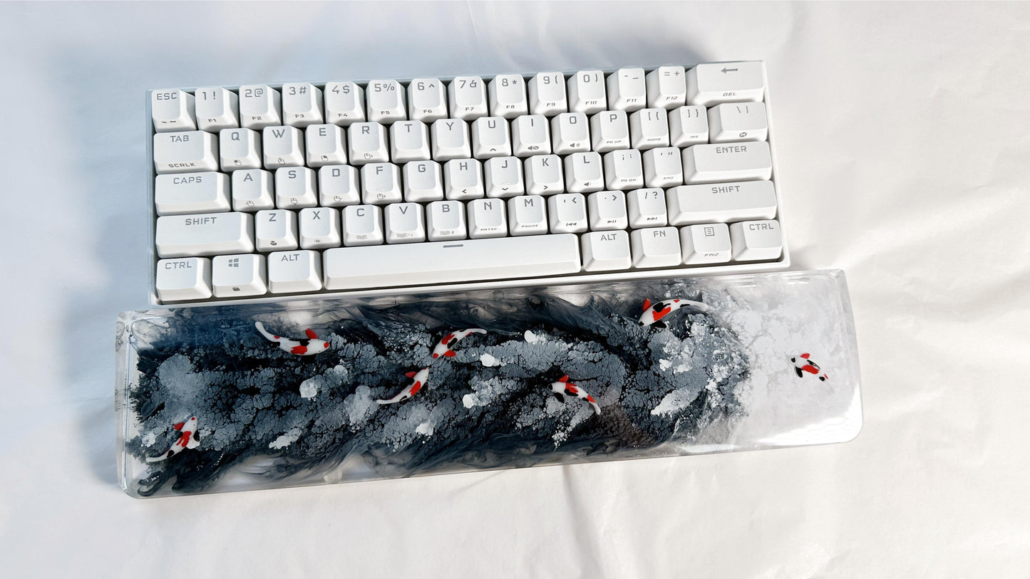Black Red Koi Fish Wrist Rests, Ink Dyeing Wrist Rests, Customized Artisan Resin Wrist Rests, Gaming Setups, Desk Decor. - HiJenney