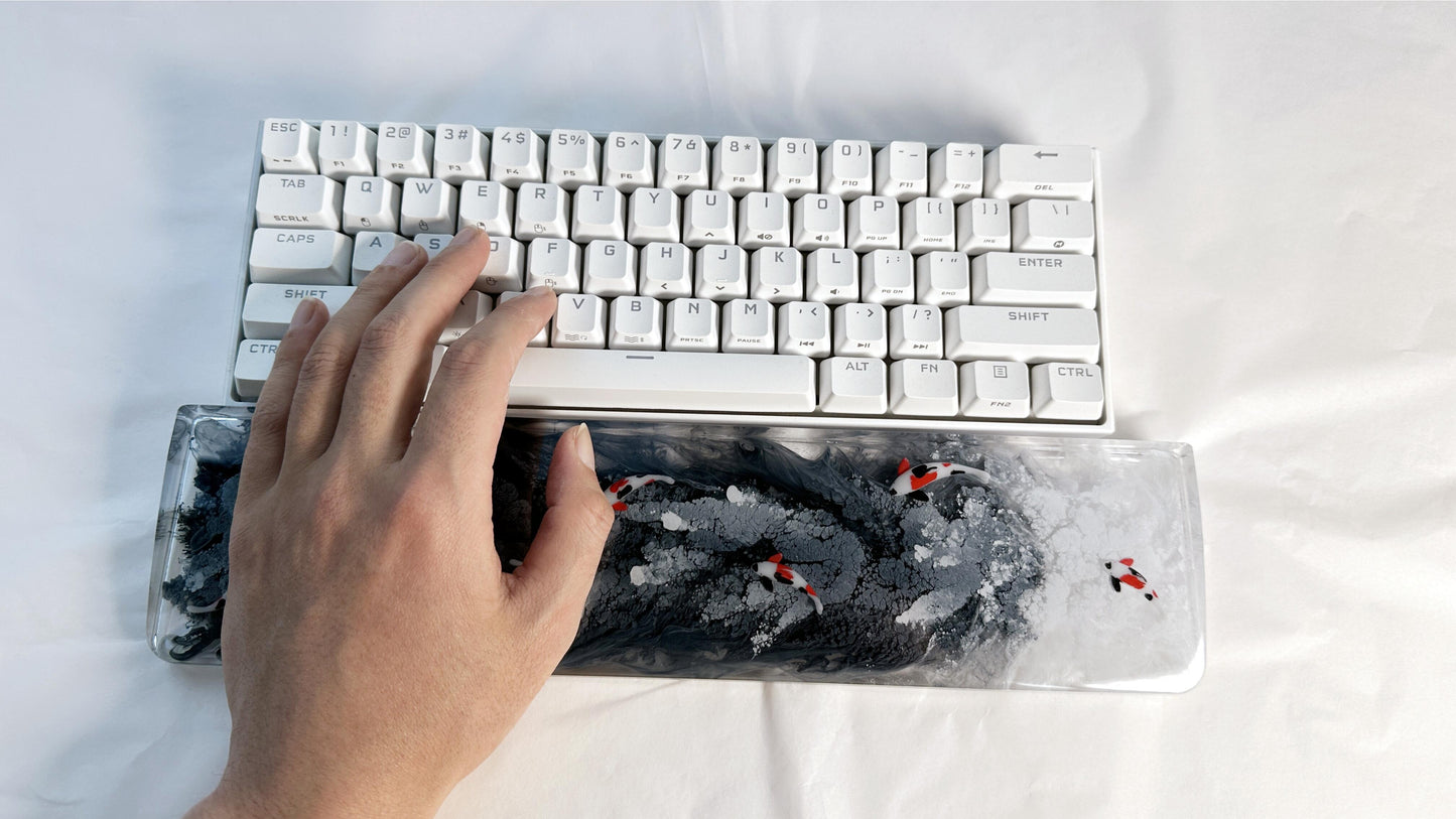 Black Red Koi Fish Wrist Rests, Ink Dyeing Wrist Rests, Customized Artisan Resin Wrist Rests, Gaming Setups, Desk Decor. - HiJenney