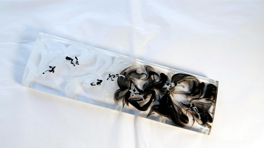 Black White Ink Smoke Wrist Rest, Koi Fish Pond, Clear Resin Keyboard Wrist Rest, Personalized Gaming Setup, Custom Gift. - HiJenney