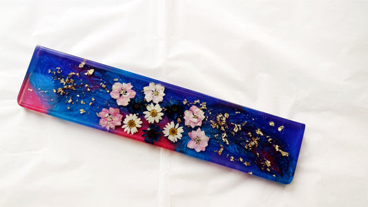 Daisy Flowers Wrist Rest, Blue Purple Rose Red Wrist Rest, Artisan Resin Keyboard Wrist Rest, Gaming Setup. - HiJenney