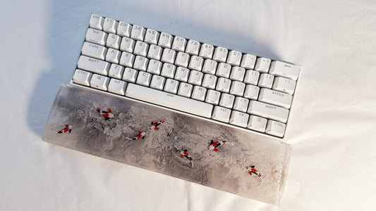 Custom Gray & Koi Fish Keyboard Wrist Rest, Artisan Resin Wrist Rest, Gaming Setup, Personalized Gift. - HiJenney