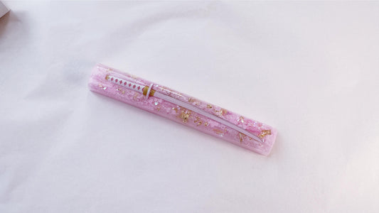 Pink Katana Spacebar Keycaps, Gold Foil Keycaps, Japanese Anime Keycaps, Artisan Resin Keycaps. - HiJenney