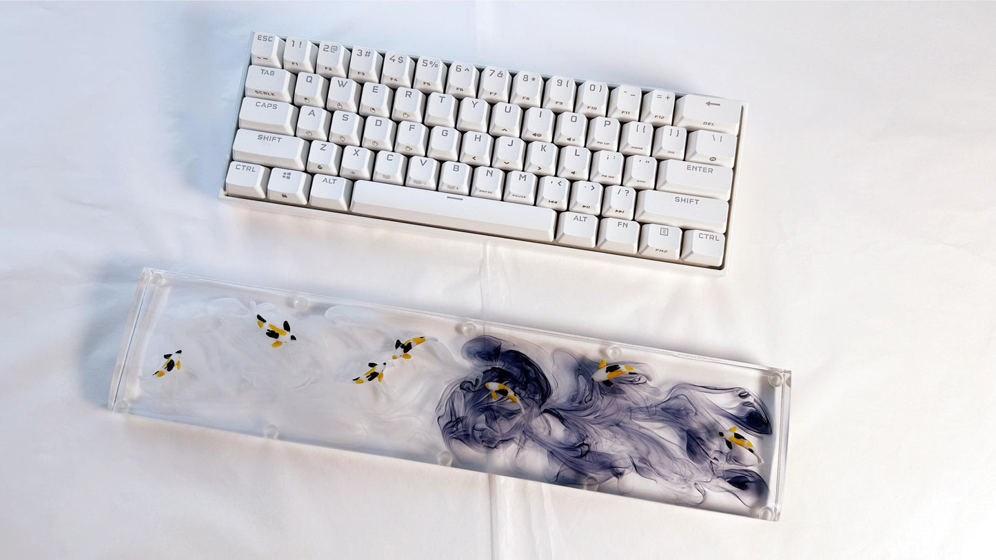 Orange Koi Fish Wrist Rest, Artisan Clear Resin Wrist Rest, Custom Keyboard Wrist Rest, Personalized Gift, Desk Decor. - HiJenney
