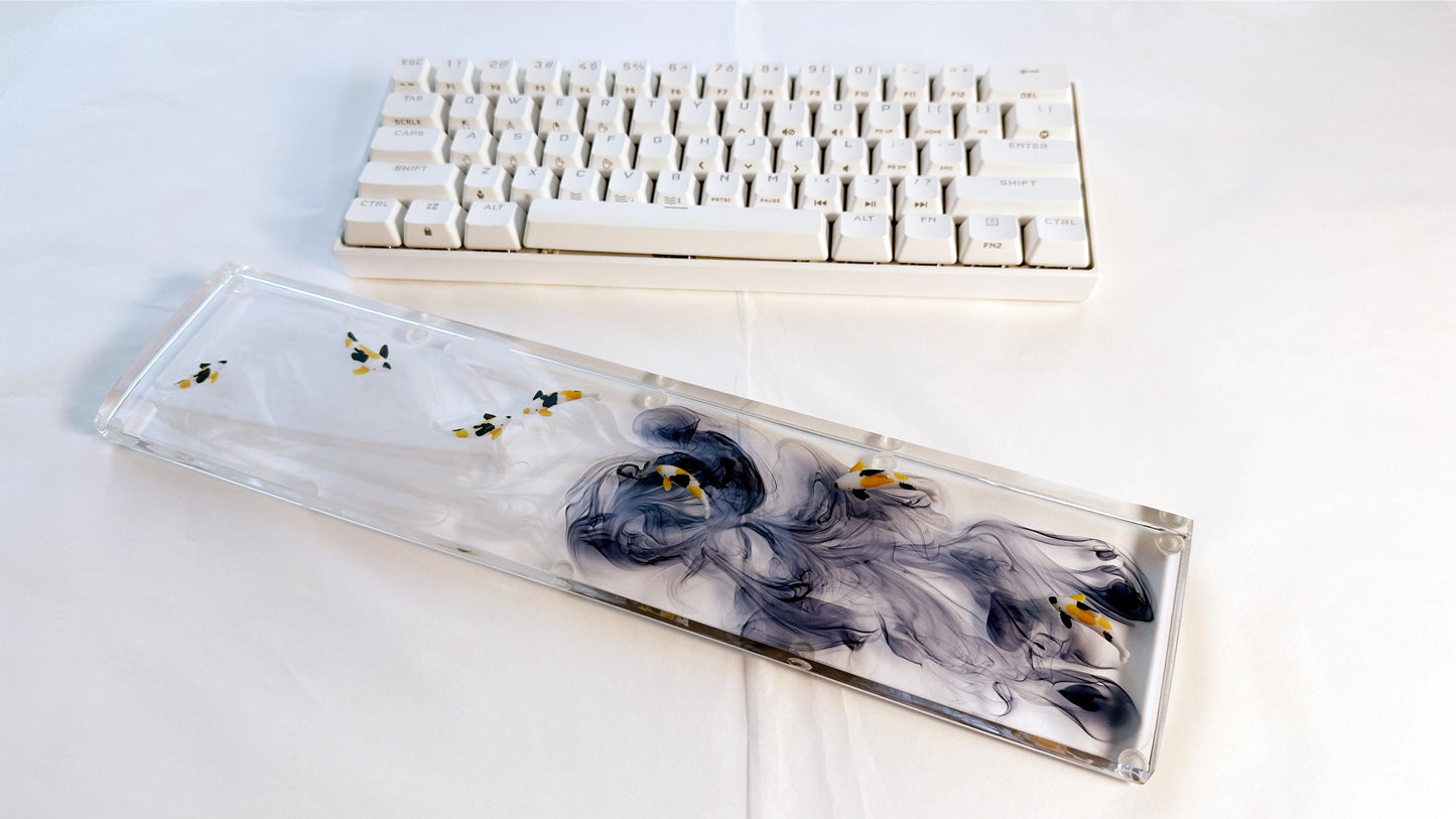 Orange Koi Fish Wrist Rest, Artisan Clear Resin Wrist Rest, Custom Keyboard Wrist Rest, Personalized Gift, Desk Decor. - HiJenney