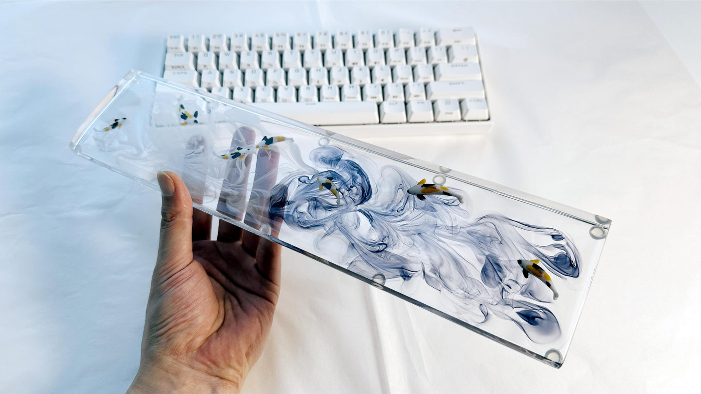 Orange Koi Fish Wrist Rest, Artisan Clear Resin Wrist Rest, Custom Keyboard Wrist Rest, Personalized Gift, Desk Decor. - HiJenney
