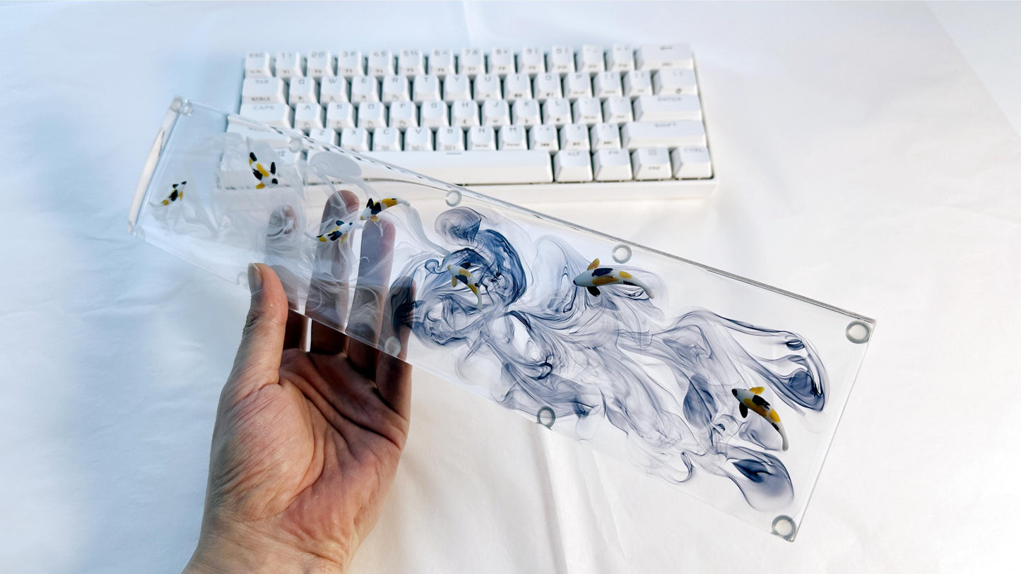 Orange Koi Fish Wrist Rest, Artisan Clear Resin Wrist Rest, Custom Keyboard Wrist Rest, Personalized Gift, Desk Decor. - HiJenney