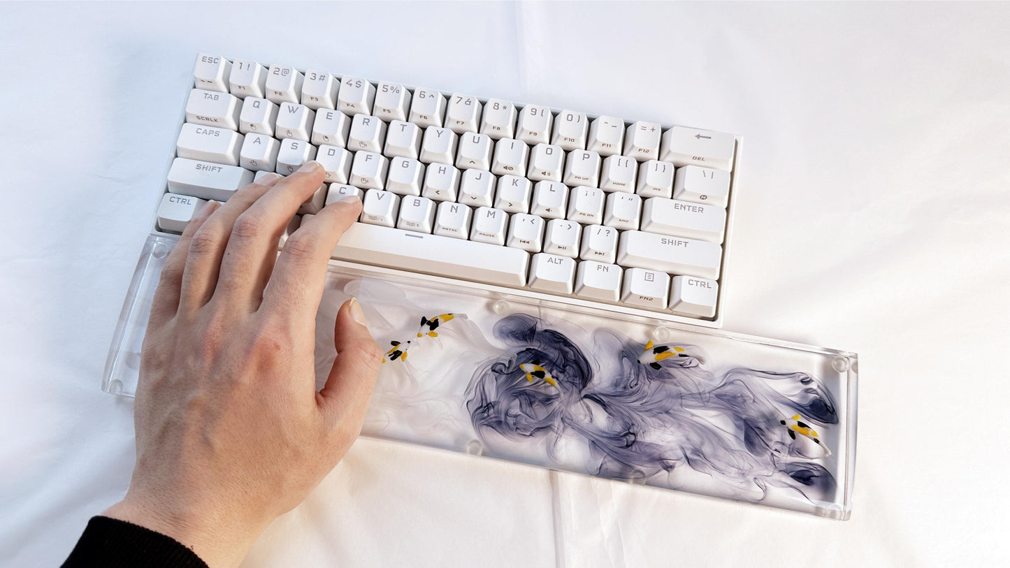Orange Koi Fish Wrist Rest, Artisan Clear Resin Wrist Rest, Custom Keyboard Wrist Rest, Personalized Gift, Desk Decor. - HiJenney