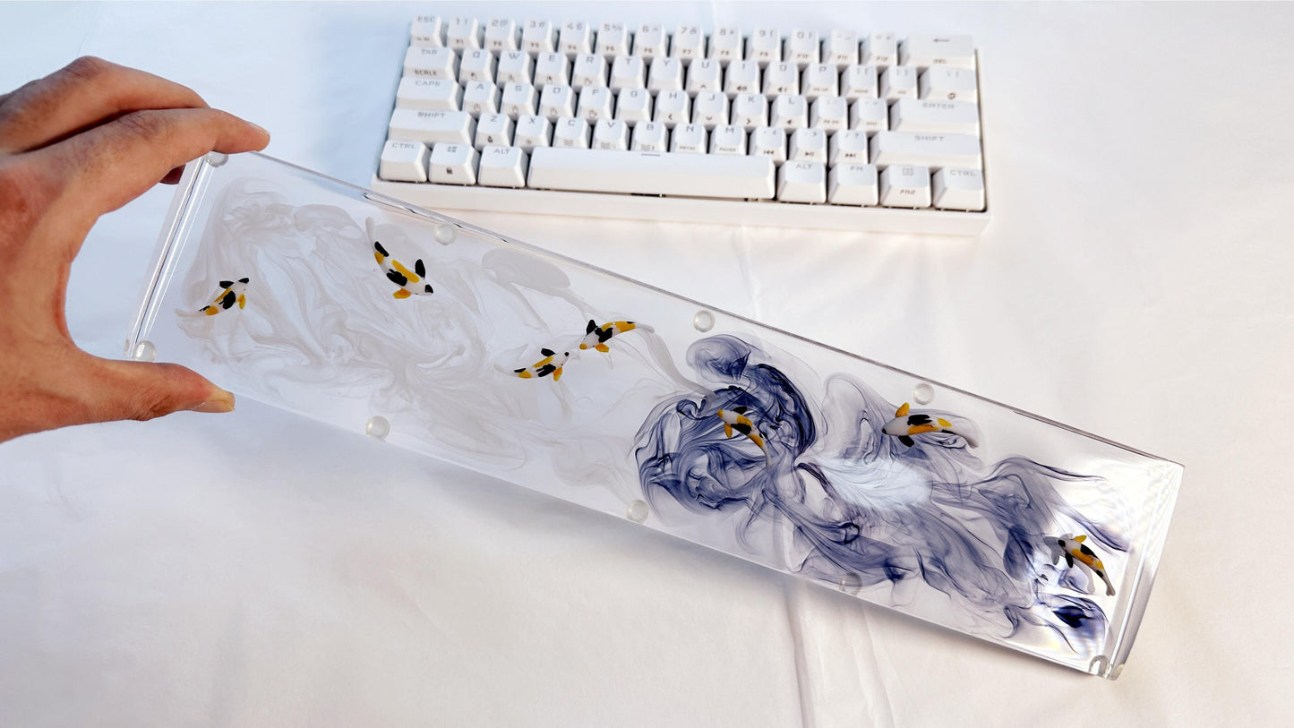 Orange Koi Fish Wrist Rest, Artisan Clear Resin Wrist Rest, Custom Keyboard Wrist Rest, Personalized Gift, Desk Decor. - HiJenney