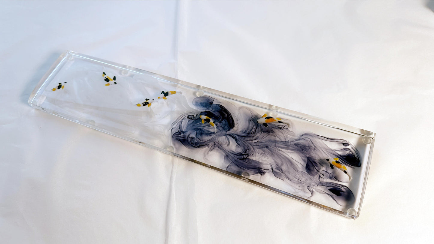Orange Koi Fish Wrist Rest, Artisan Clear Resin Wrist Rest, Custom Keyboard Wrist Rest, Personalized Gift, Desk Decor. - HiJenney