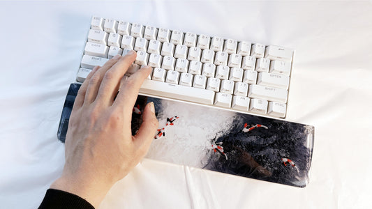 Black-White-Black Keybaord Wrist Rest, Custom Artisan Koi Fish Wrist Rest, Gaming Setup. - HiJenney