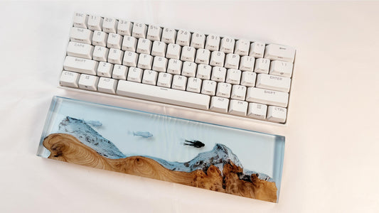 Blue Ocean Cave Keyboard Wrist Rest, Beluga Whale Diver Wrist Rest, Artisan Wood Resin Wrist Rest, Gaming Setup. - HiJenney