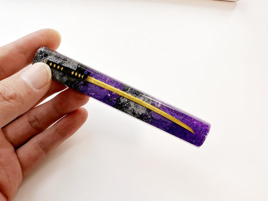 Anime Golden Katana Spacebar Keycap, Purple Black Keycaps, Custom Artisan Resin Keycaps, Gaming Setup. - HiJenney