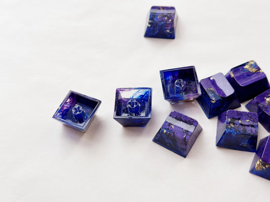 Blue Purple Nebula Cosmos Keycaps, Artisan Resin Custom Keycaps, Mechanical Keyboard Keycap, Personalized Gaming Setup. - HiJenney