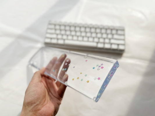 Crystal Clear Resin Wrist Rest, Colorful Magic Star Wrist Rest, Custom Artisan Keyboard Wrist Rest, Gaming Setup, Gift. - HiJenney