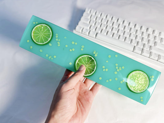 Colorful Fruit Slices Wrist Rest, Artisan Custom Resin Keyboard Wrist Rest, Cyan Lemon Fruit Wrist Rest, Handmade Gift. - HiJenney