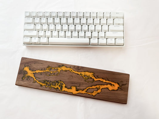 Lightning Struck Resin Wood Wrist Rest, Glow In The Dark Wrist Rest, Black Walnut Wrist Rest, Keyboard Setups. - HiJenney