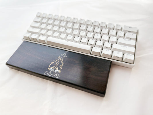Silver Nacre Black Wood Wrist Rest, Black Sandalwood Keyboard Wrist Rest, Mother-Of-Pearl Wrist Rest, Desk Setups. - HiJenney
