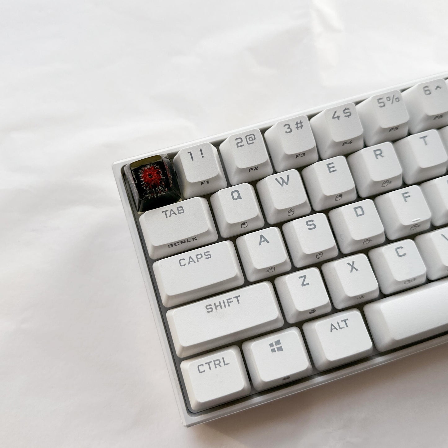 Black Red Volcano Keycaps, Artisan Clear Resin Keycaps, Personalized Custom Keycaps, OEM, SA Keycaps, ESC Keycaps. - HiJenney
