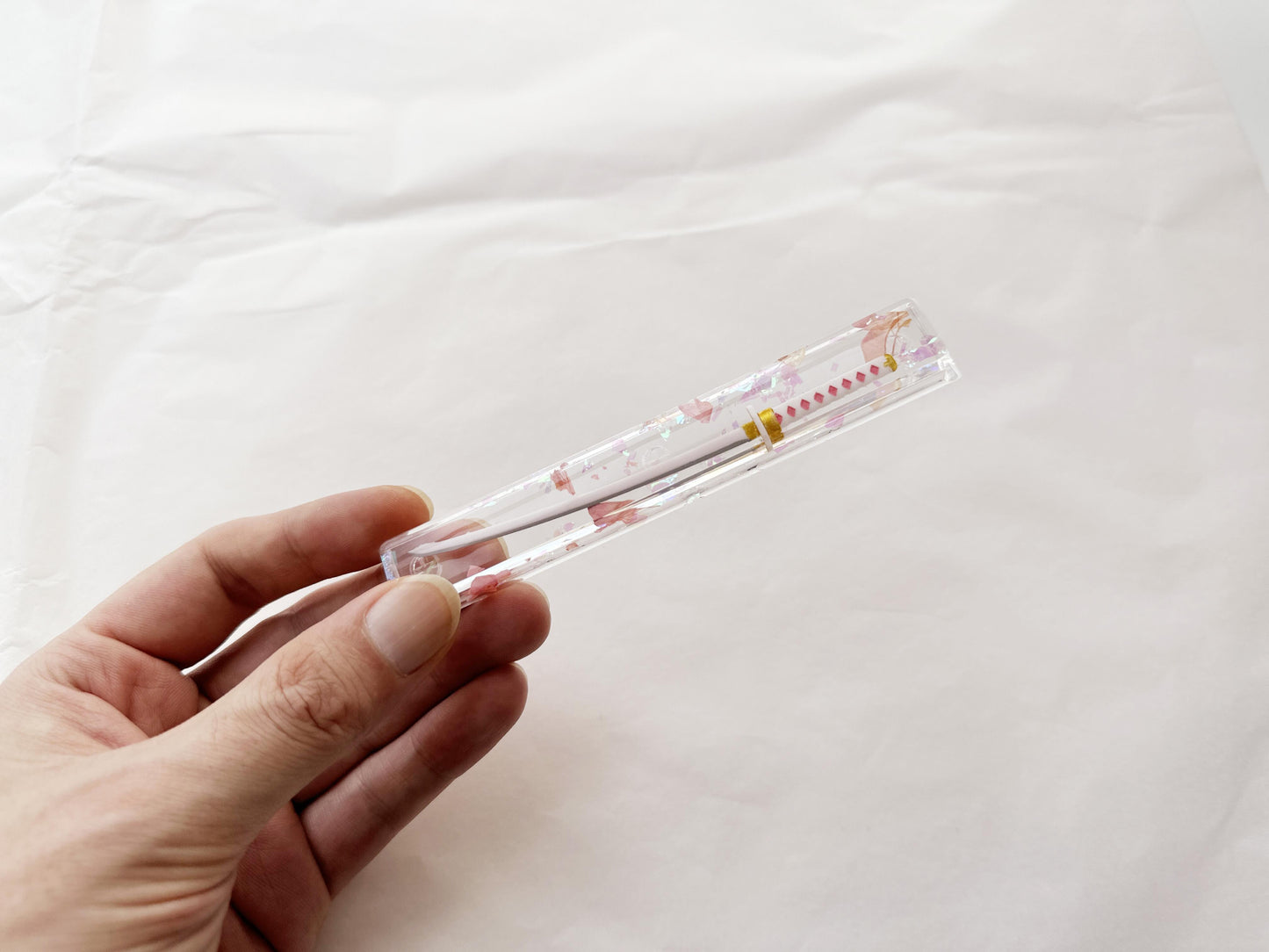 Pink Sakura Katana Spacebar Keycap, Custom Artisan Clear Resin Keycap, Mechanical Keyboard Keycap, Gaming Setup. - HiJenney