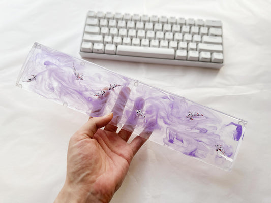 Purple Ink Painting Wrist Rest, Koi Fish Pond Wrist Rests, Custom Artisan Resin Wrist Rests, Gaming Desk Setups. - HiJenney