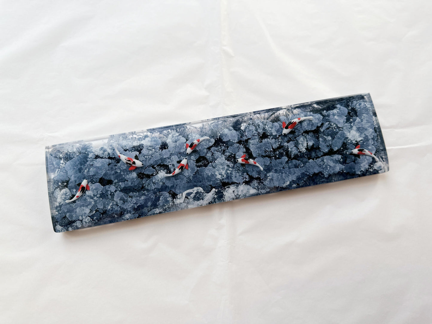 Black White Ink Painting Koi Fish Pond Wrist Rest, Artisan Custom Keyboard Wrist Rest, Personalized Gift, Gaming Setup. - HiJenney