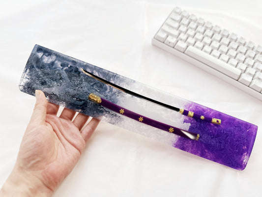 Custom Anime Purple Katana Wrist Rest, Purple Black White Keyboard Wrist Rest, Artisan Resin Wrist Rest, Gaming Setup. - HiJenney