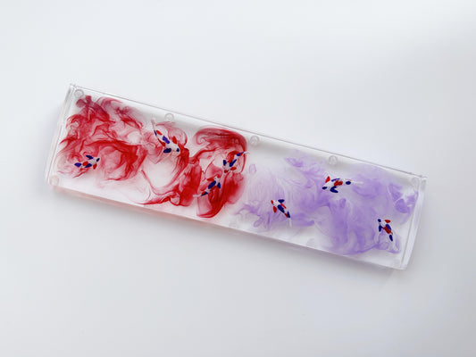 Red Purple Ink Wash Painting Wrist Rests, Koi Fish Pond Wrist Rests, Artisan Clear Resin Wrist Rests, Gaming Setups. - HiJenney