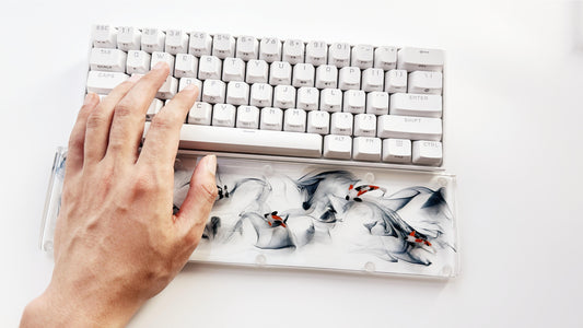 Black Ink Smoke Koi Fish Pond Wrist Rest, Artisan Clear Resin Keyboard Wrist Rest, Ink Painting Wrist Rest, Custom Gaming Setup. - HiJenney