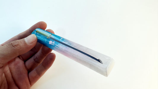 Light Pink Blue Katana Spacebar Keycap, Customized Artisan Resin Keycaps, Samurai Sword Anime Keycaps, Unique Gift. - HiJenney