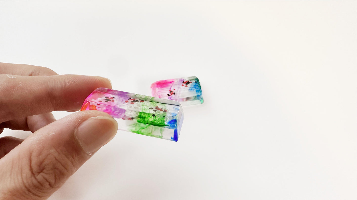 Colorful Koi Fish Pond Keycaps, Artisan Clear Resin Keycaps, Backlit Keycaps, Custom Mechanical Keyboard Keycaps. - HiJenney