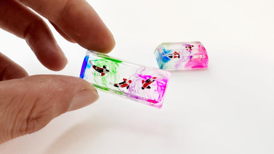 Colorful Koi Fish Pond Keycaps, Artisan Clear Resin Keycaps, Backlit Keycaps, Custom Mechanical Keyboard Keycaps. - HiJenney