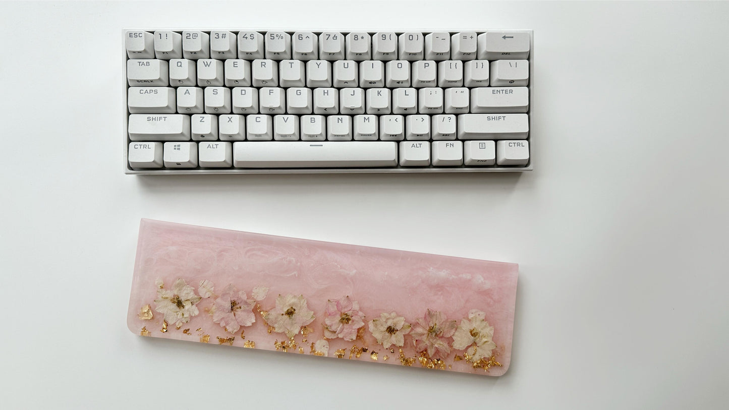 Pearlescent Sakura Wrist Rest, Pink Flowers Wrist Rest, Keyboard Mouse Wrist Rest, Artisan Resin Wrist Rest, Unique Gift. - HiJenney