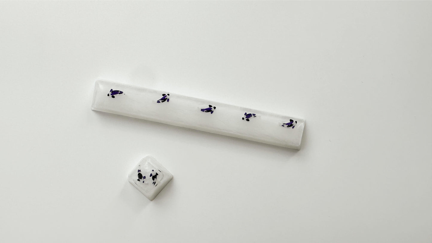 White Custom Keycap, Purple Black White Koi Fish Keycap, Handmade Koi Keycaps, For Mechanical Keyboard. - HiJenney